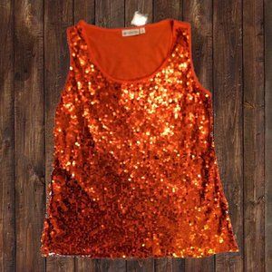 Versona Accessories Rust Orange Sequin Tank